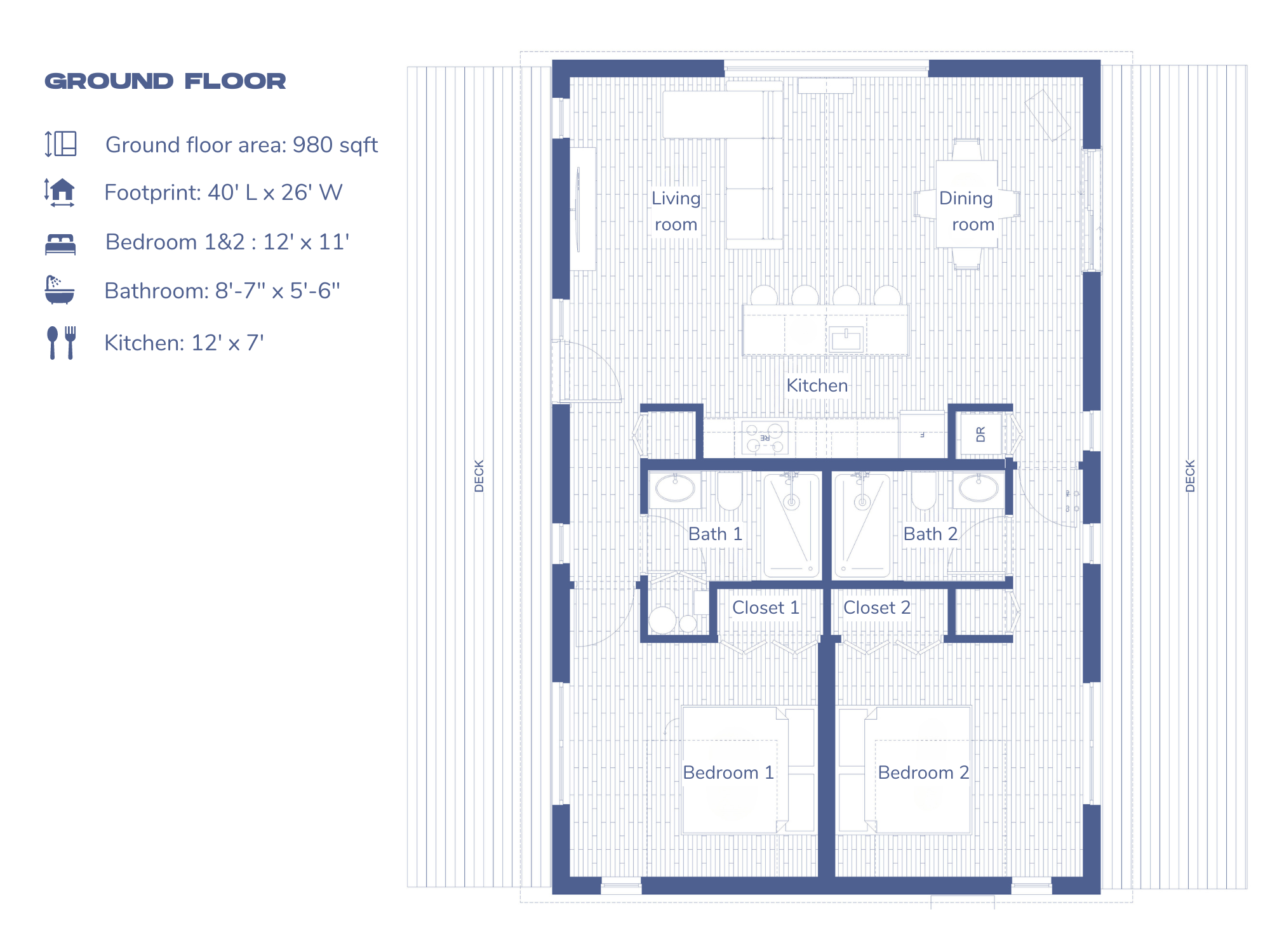 2 Bedroom Cottage Floorplan