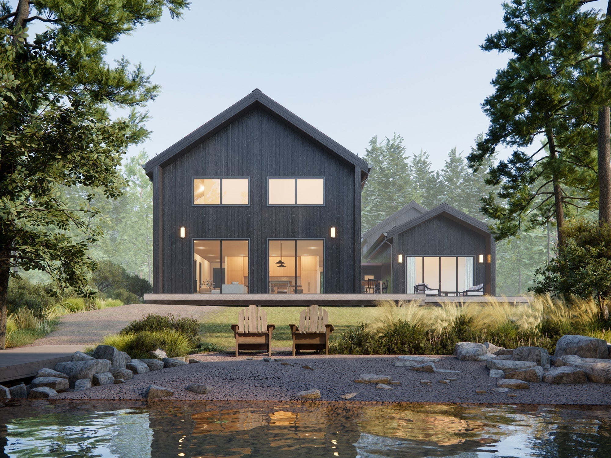 Black Barn by the Lake in Michigan