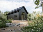 Micro cabin ADU exterior — modern 1 bedroom tiny house with sliding glass door