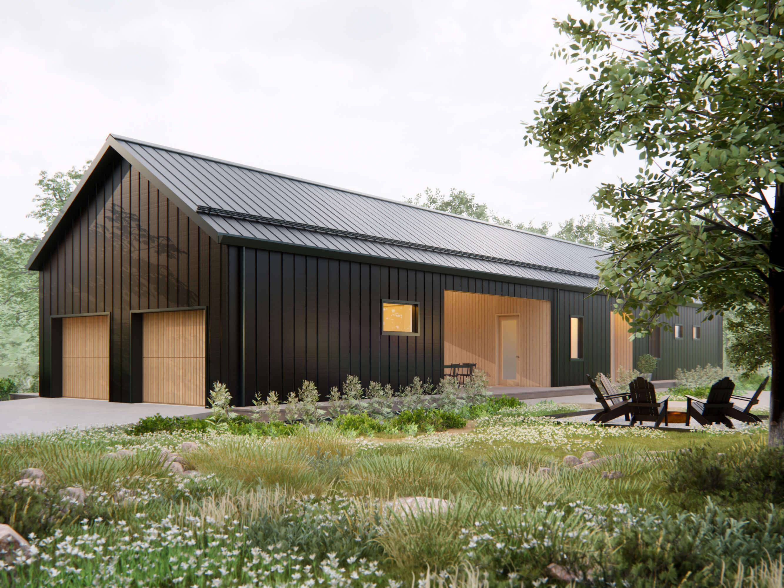 Modern Dogtrot House Plan — 2 Bedroom 2 Bath with Breezeway & ADU