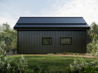 Micro cabin ADU exterior — compact 512 sqft modern cabin with standing seam metal roof