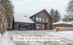 Customer-built 5 bedroom Nordic barndominium in Collingwood, Ontario, Canada — modern black gable home built from the DesignwithFrank plan