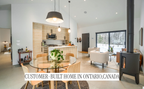 Customer-built Mini Barndominium interior — finished open-concept living and kitchen of the Corner Place Cottage, a real 2 bed 2 bath barndominium built by a client in Tiny, Ontario
