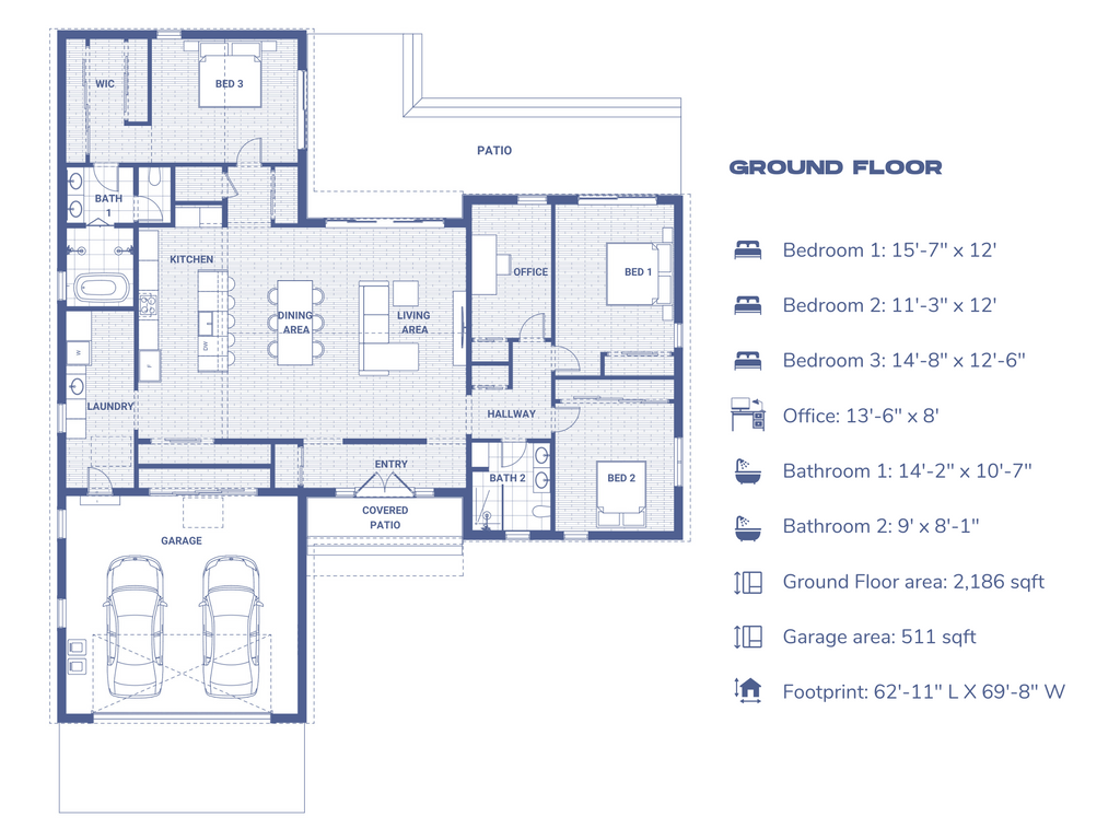 Design With Frank 3-bedroom Southern modern home plan ground floor blueprint — 2,186 sq ft