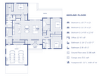 3 bed 2 bath modern farmhouse floor plan — 2,186 sqft single story layout with open living, island kitchen, home office, mudroom and 2-car garage