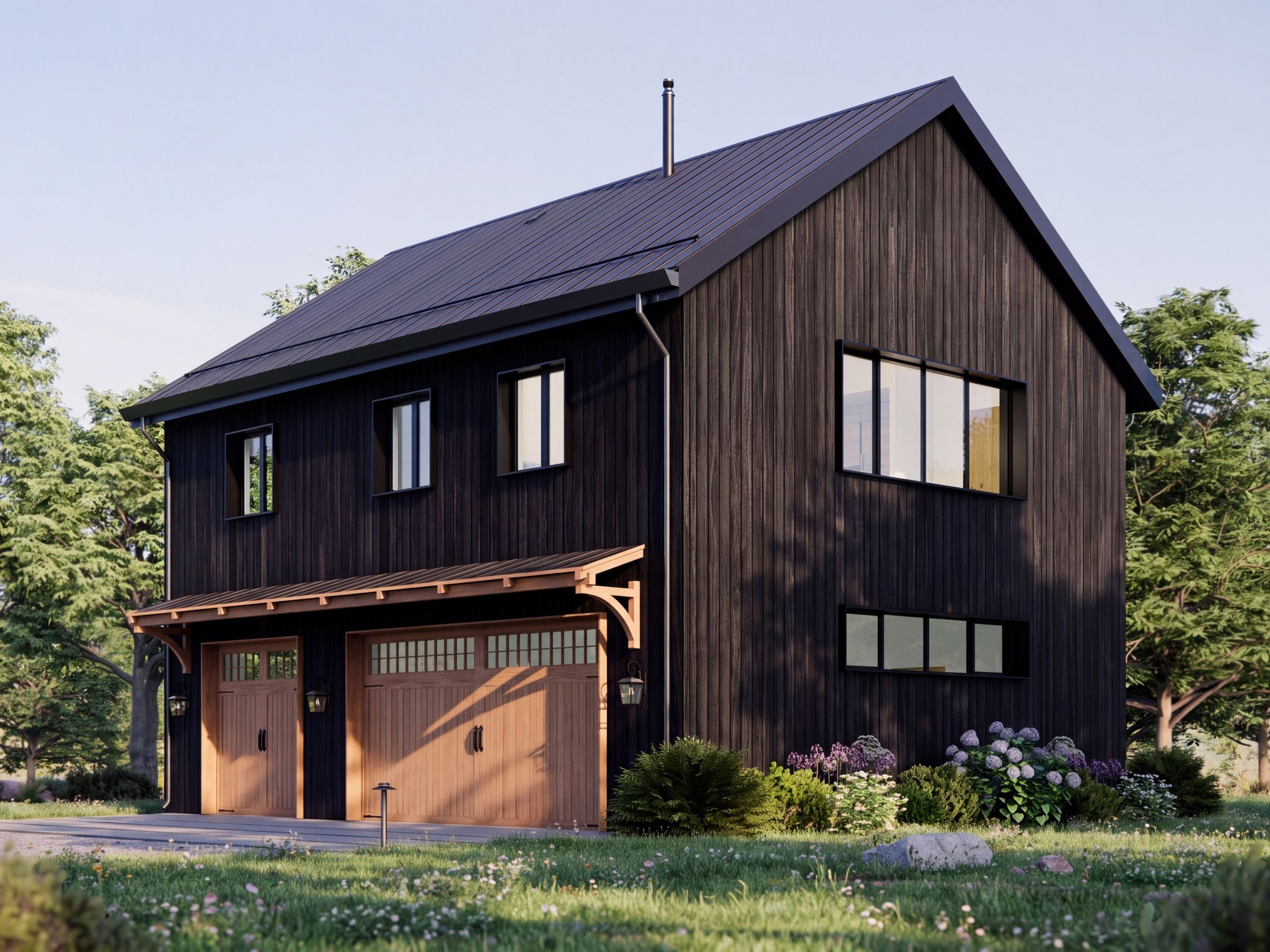 Black Cedar Garage Apartment with 3-Car