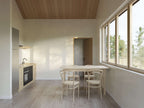 Garage apartment exterior — detached 1 bedroom apartment over 2-car garage, modern black roof