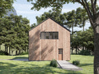 Garage apartment plan exterior — detached 2-car garage with apartment above and loft windows
