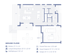 3 bedroom barndominium house plan — main floor blueprint with labeled rooms and dimensions