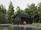 Midnight Gable 3 bedroom modern house plan — dark gable exterior designed for a narrow lot
