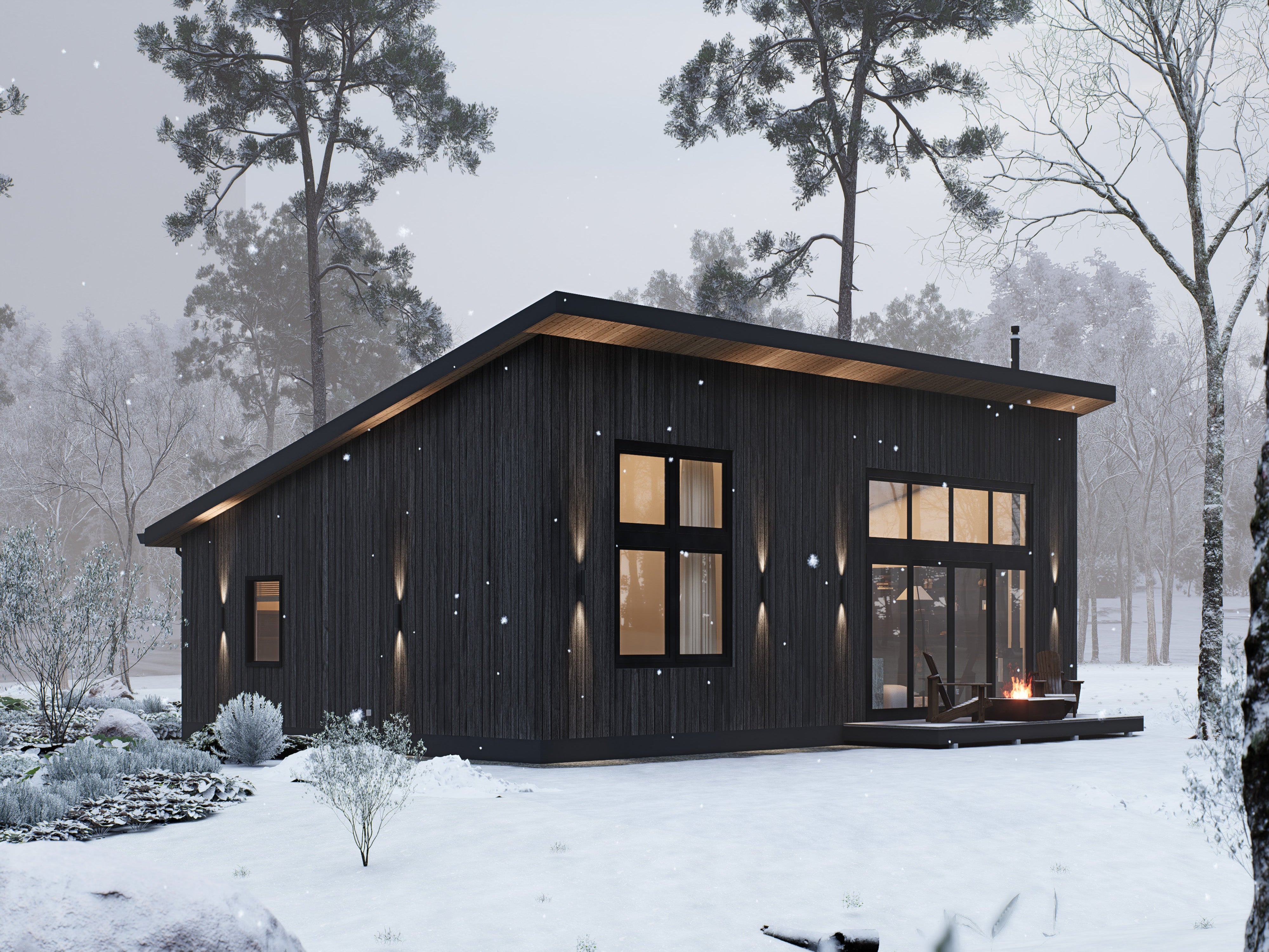 2 Bed Modern Cabin House Plan – 1,232 sqft, Single Story – DesignwithFrank