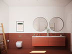 Cabin house plan with loft bathroom — combined bath and laundry in a compact 832 sqft layout