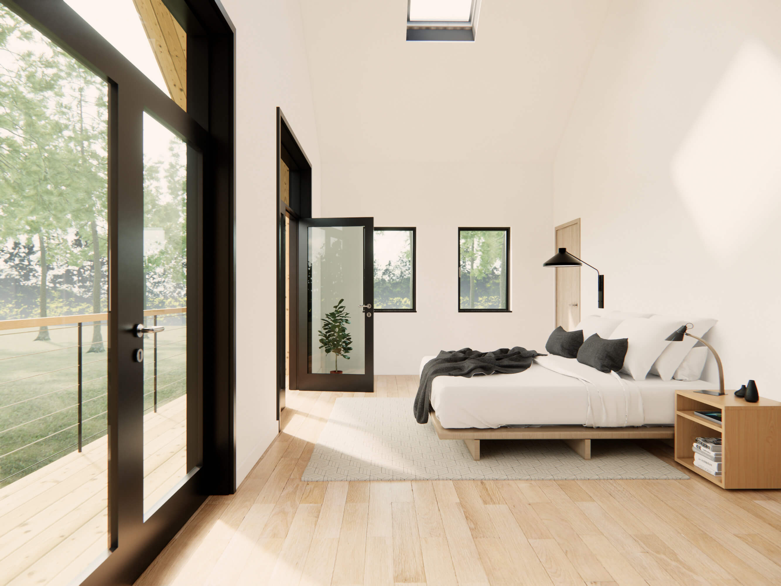 Master suit with glass door and open to the balcony