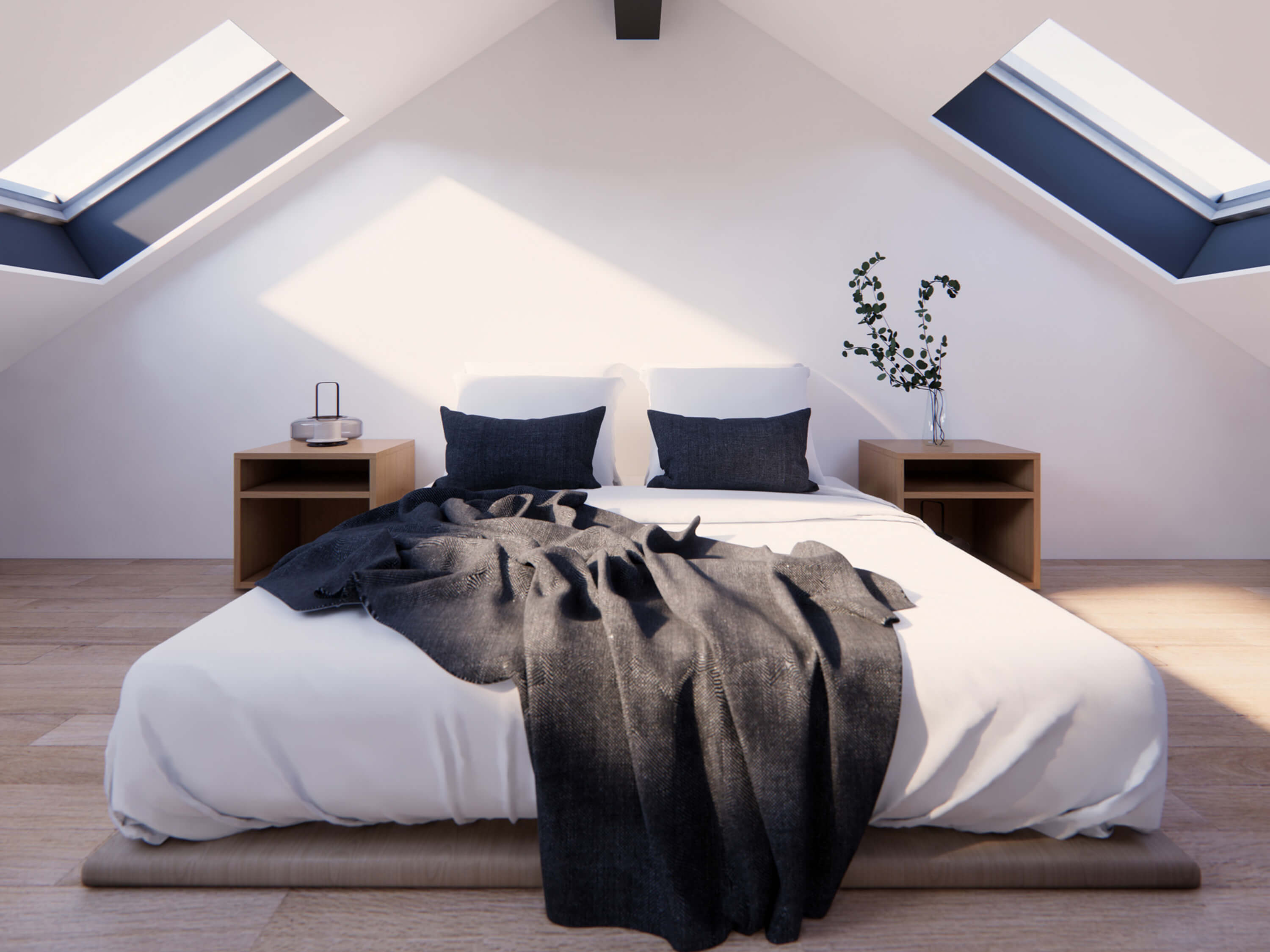 sleeping loft under skylight