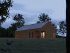 1 bedroom house plan beige exterior elevation — modern single story home, 1,125 sqft